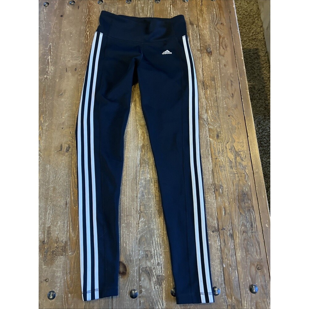 Adidas Women’s Small 3 Stripe Black White Climawarm Leggings Athletic Pants NWOT